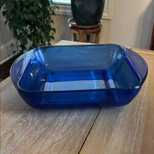 Vintage Anchor Cobalt Blue Glass Baking‎ Dish 8 x 8 USA